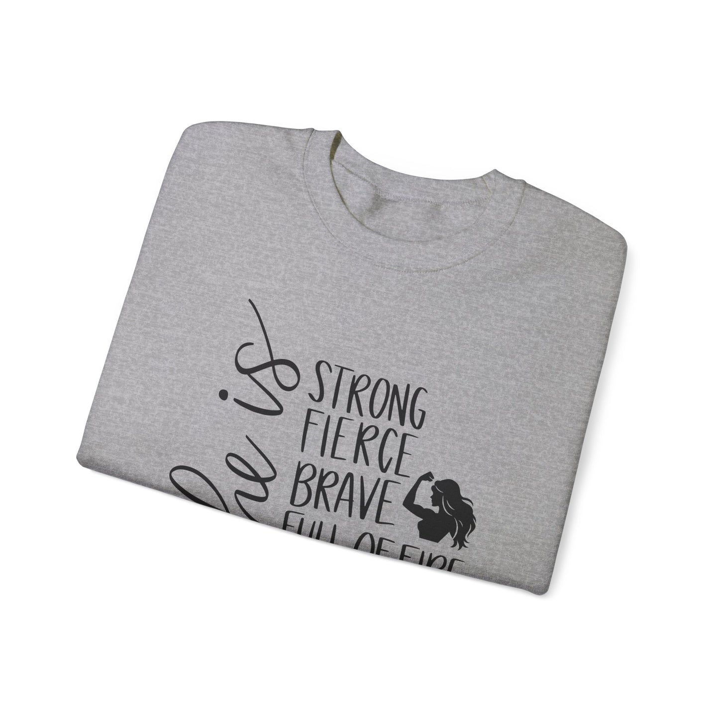 She Is Strong Fierce Brave Unisex Heavy Blend™ Crewneck Sweatshirt