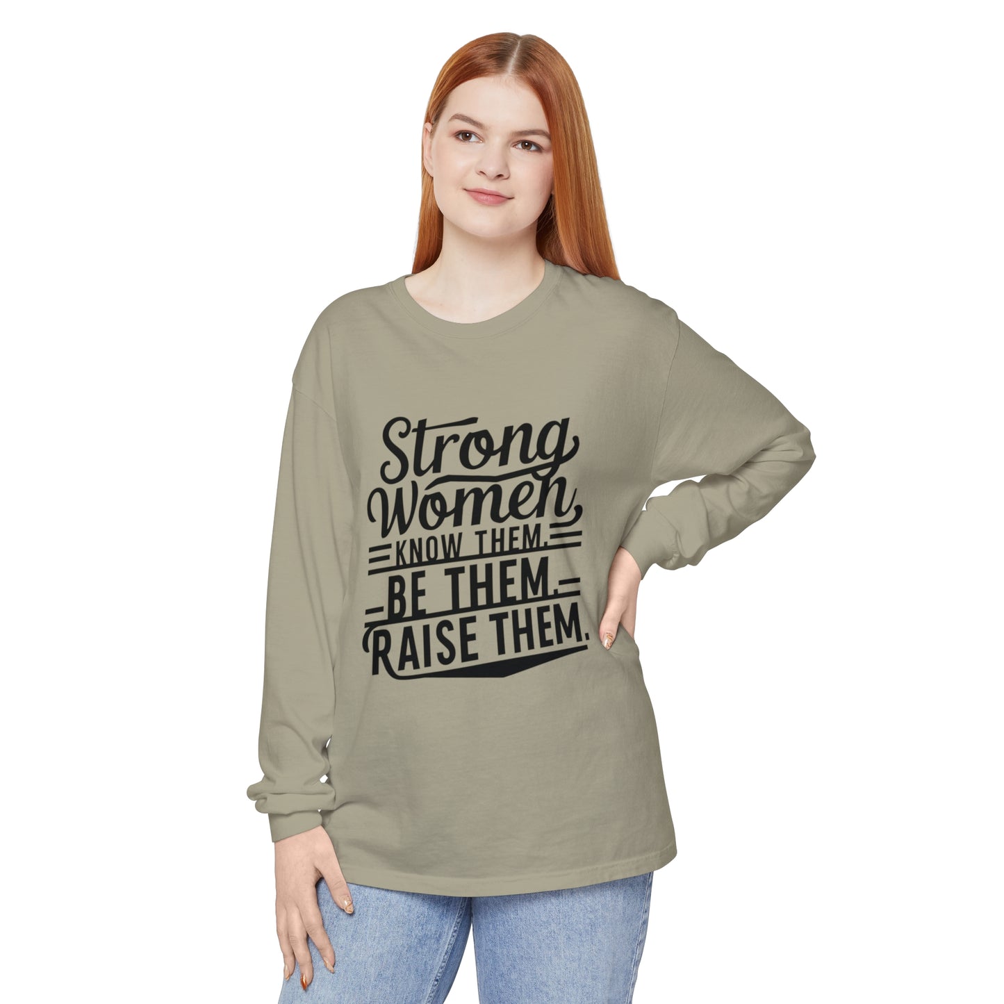 Strong Women Garment-dyed Long Sleeve T-Shirt