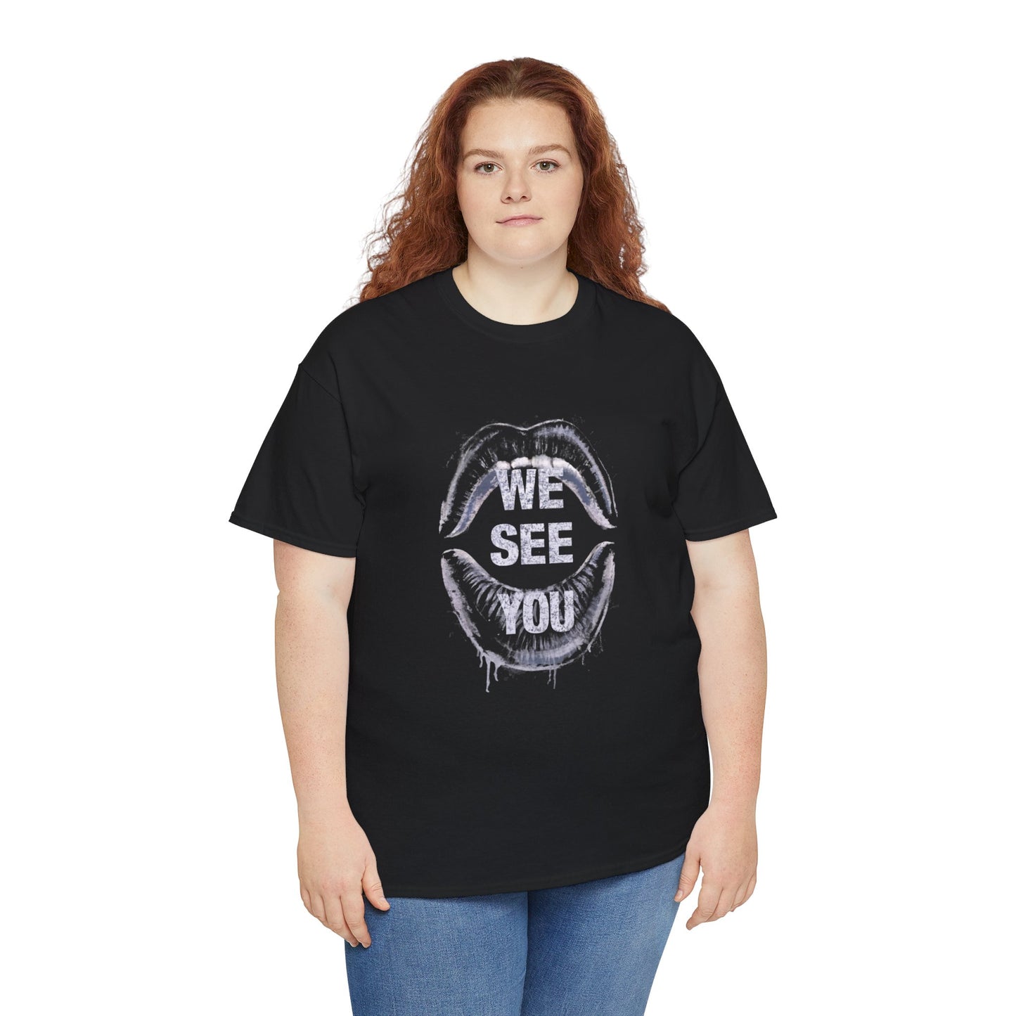 WE See You Printed T Shirt with Hearts