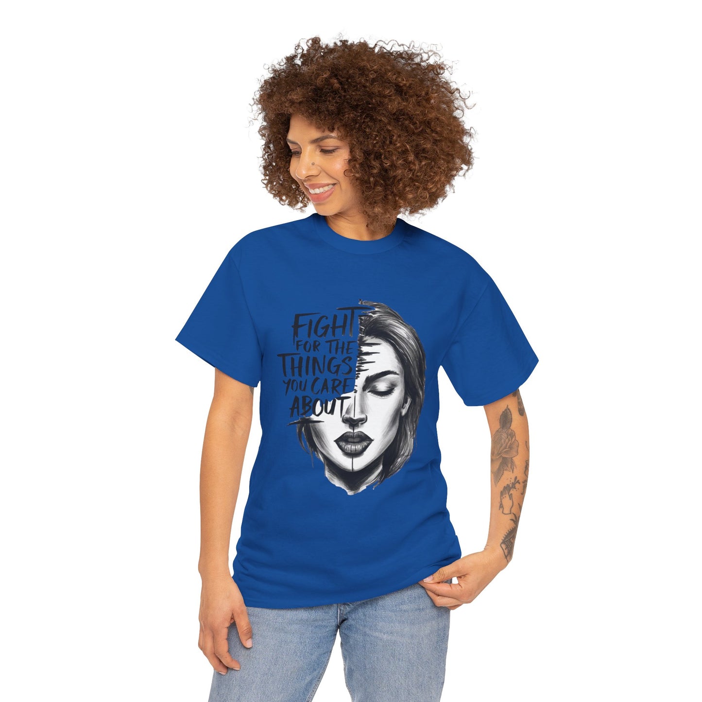 Fight Printed T Shirt with Hearts