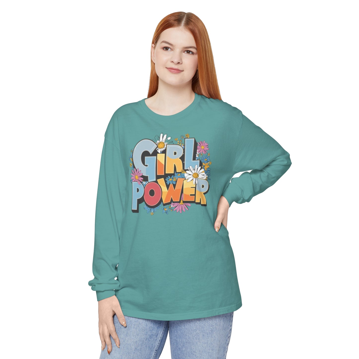Girl Power Women Garment-dyed Long Sleeve T-Shirt