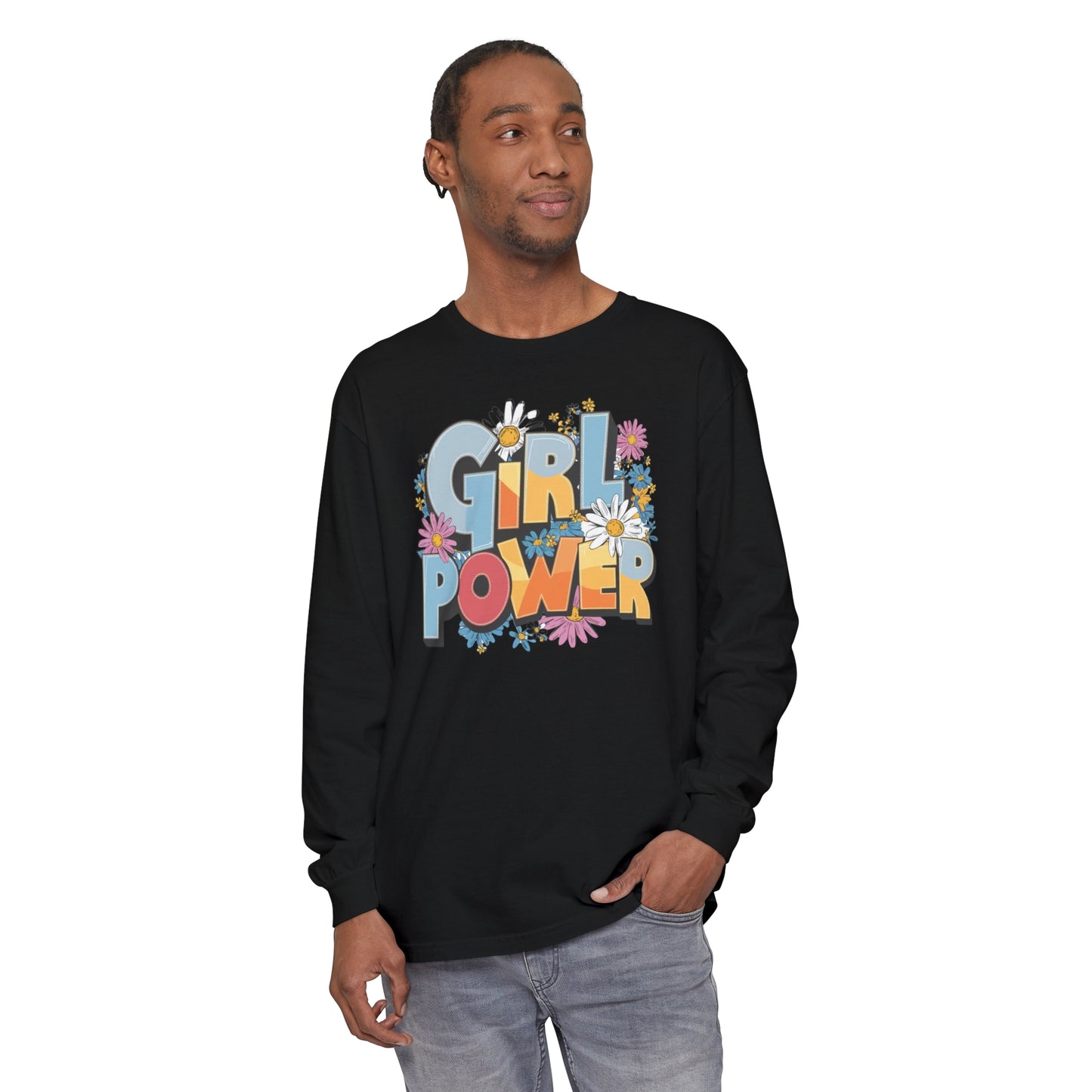 Girl Power Women Garment-dyed Long Sleeve T-Shirt