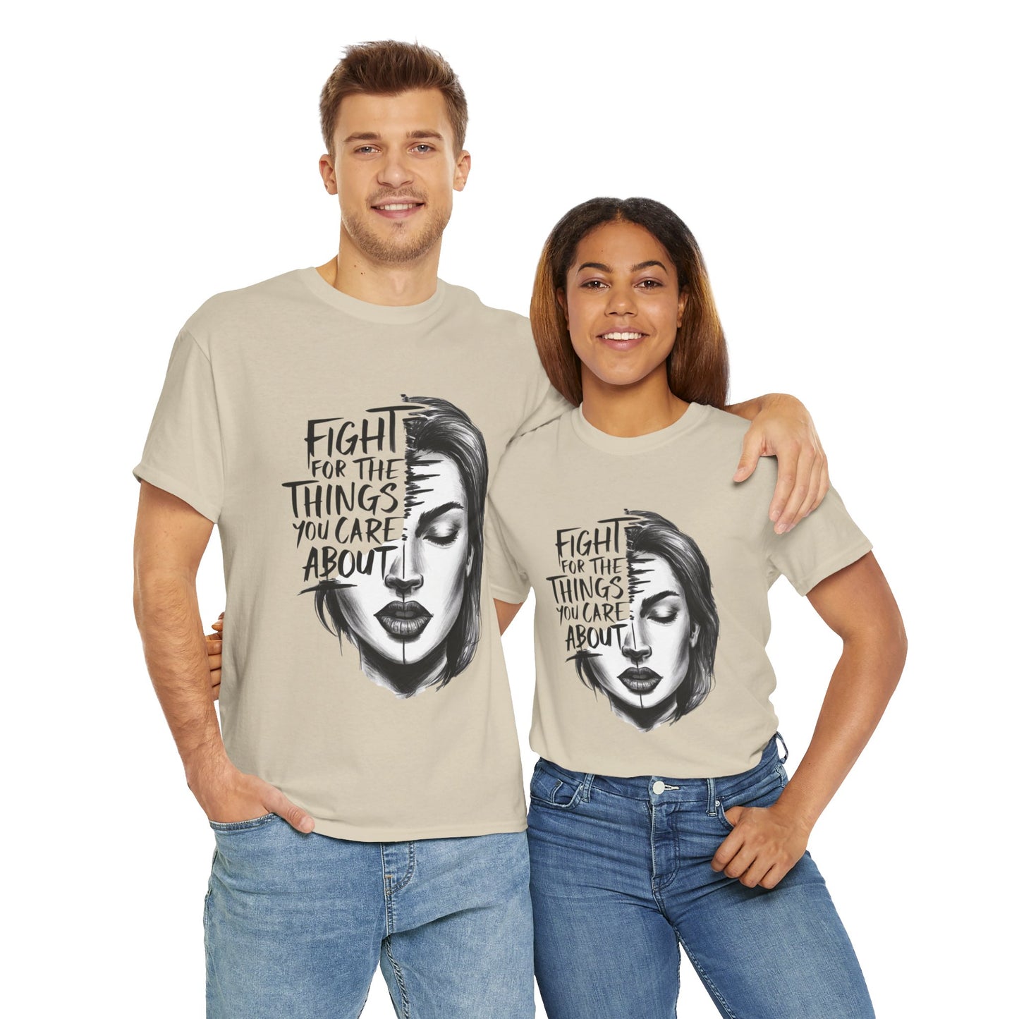 Fight Printed T Shirt with Hearts