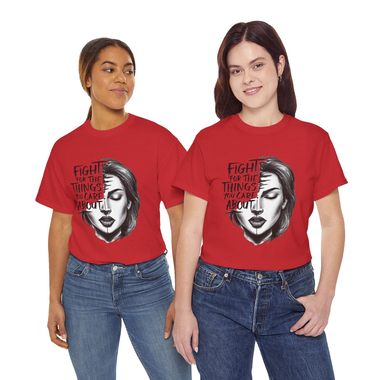 Fight Printed T Shirt with Hearts
