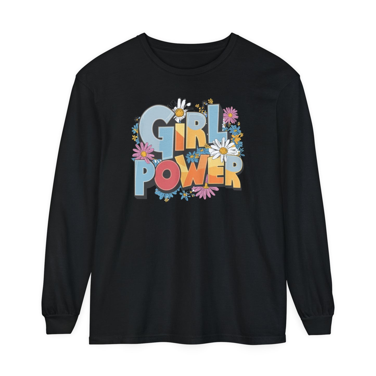 Girl Power Women Garment-dyed Long Sleeve T-Shirt