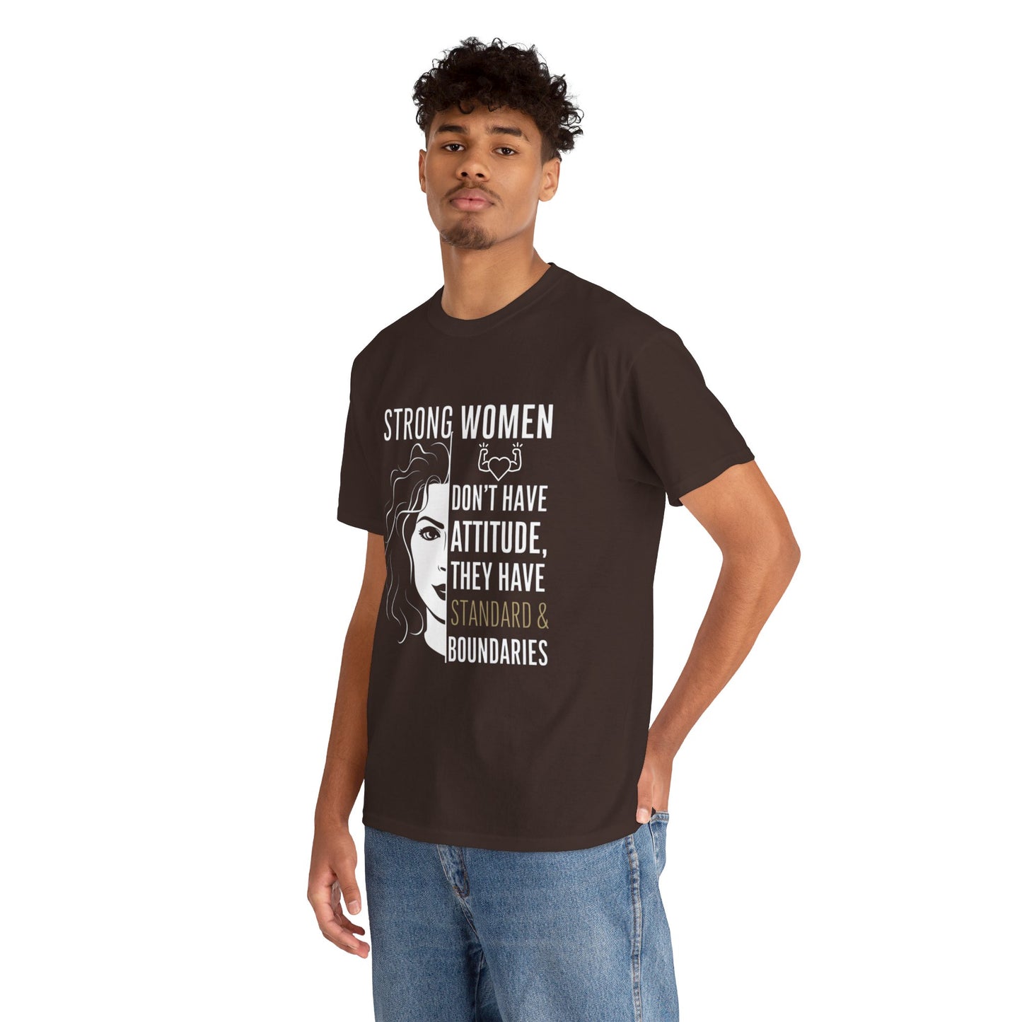 Strong Women Printed T Shirt with Hearts