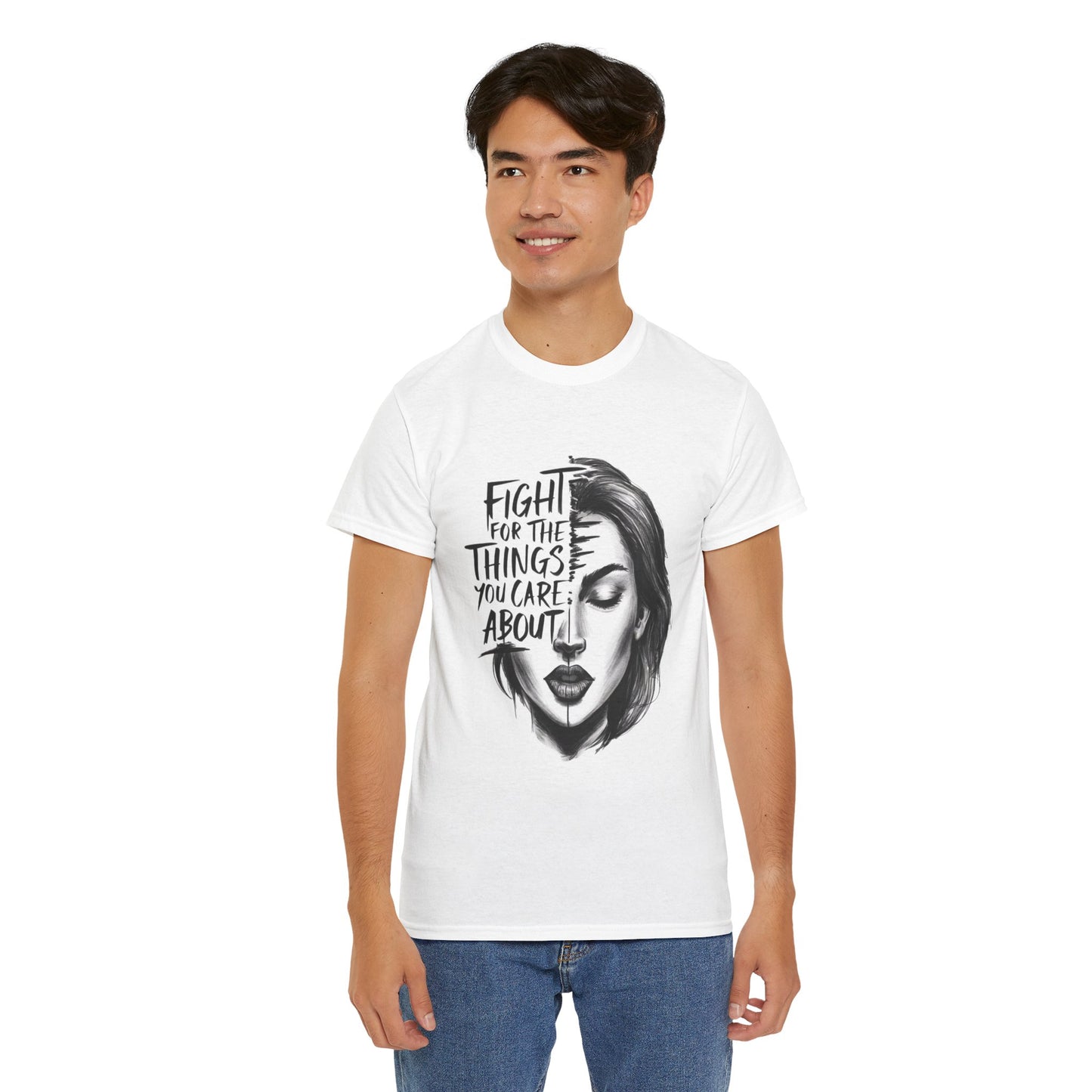 Fight Printed T Shirt with Hearts
