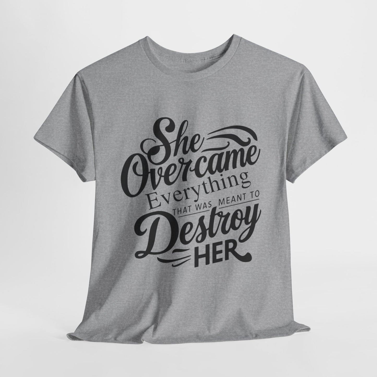 She Overcame Printed T Shirt with Hearts