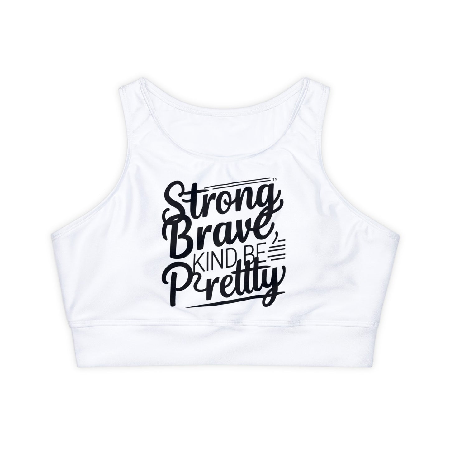 Strong, Brave Women Fully Lined, Padded Sports Bra (AOP)
