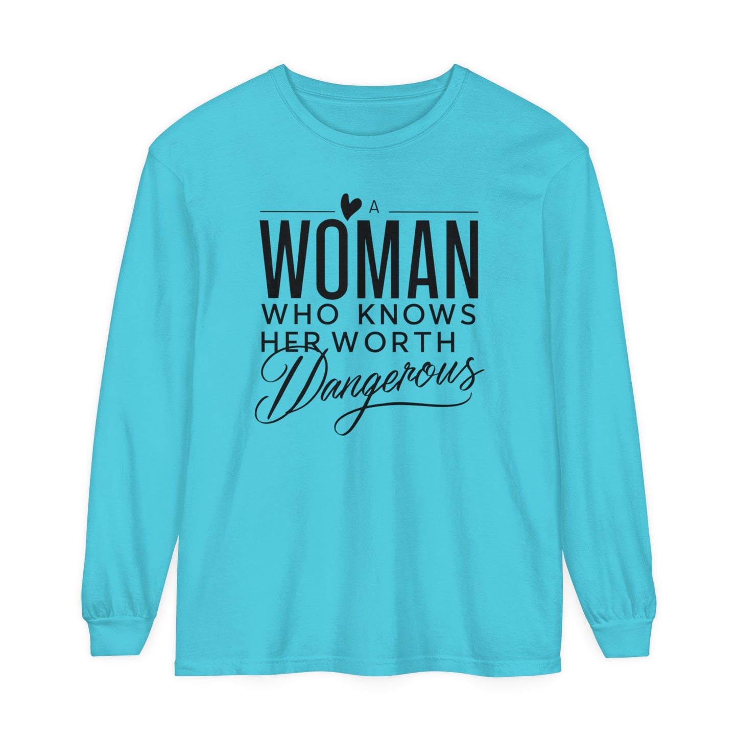 A Woman Garment-dyed Long Sleeve T-Shirt
