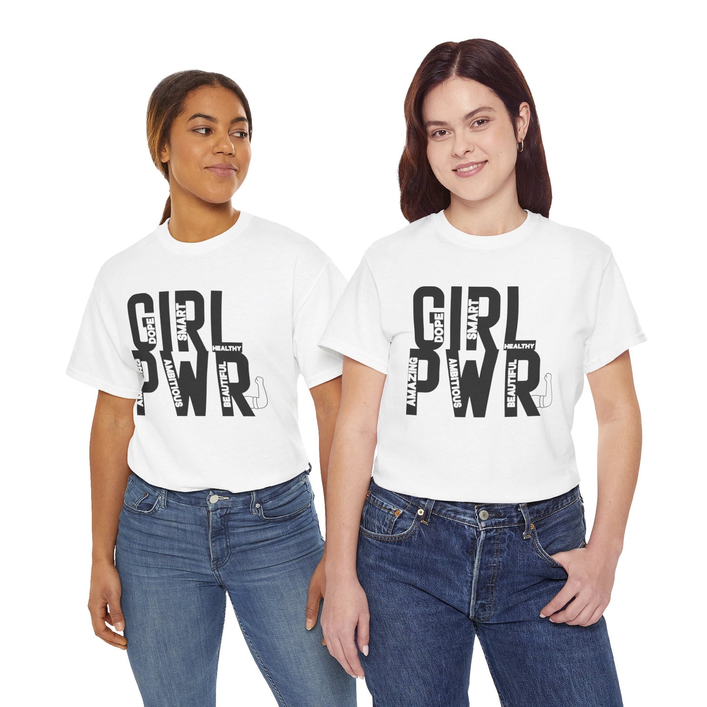 GIRL PWR Printed T Shirt with Hearts