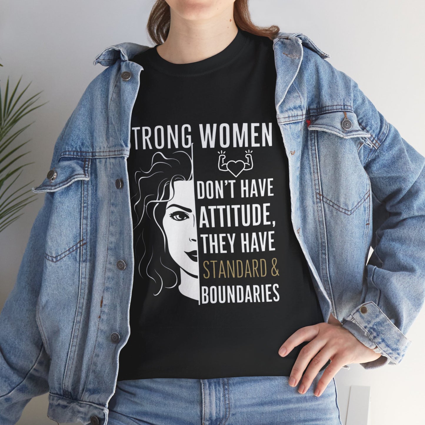 Strong Women Printed T Shirt with Hearts