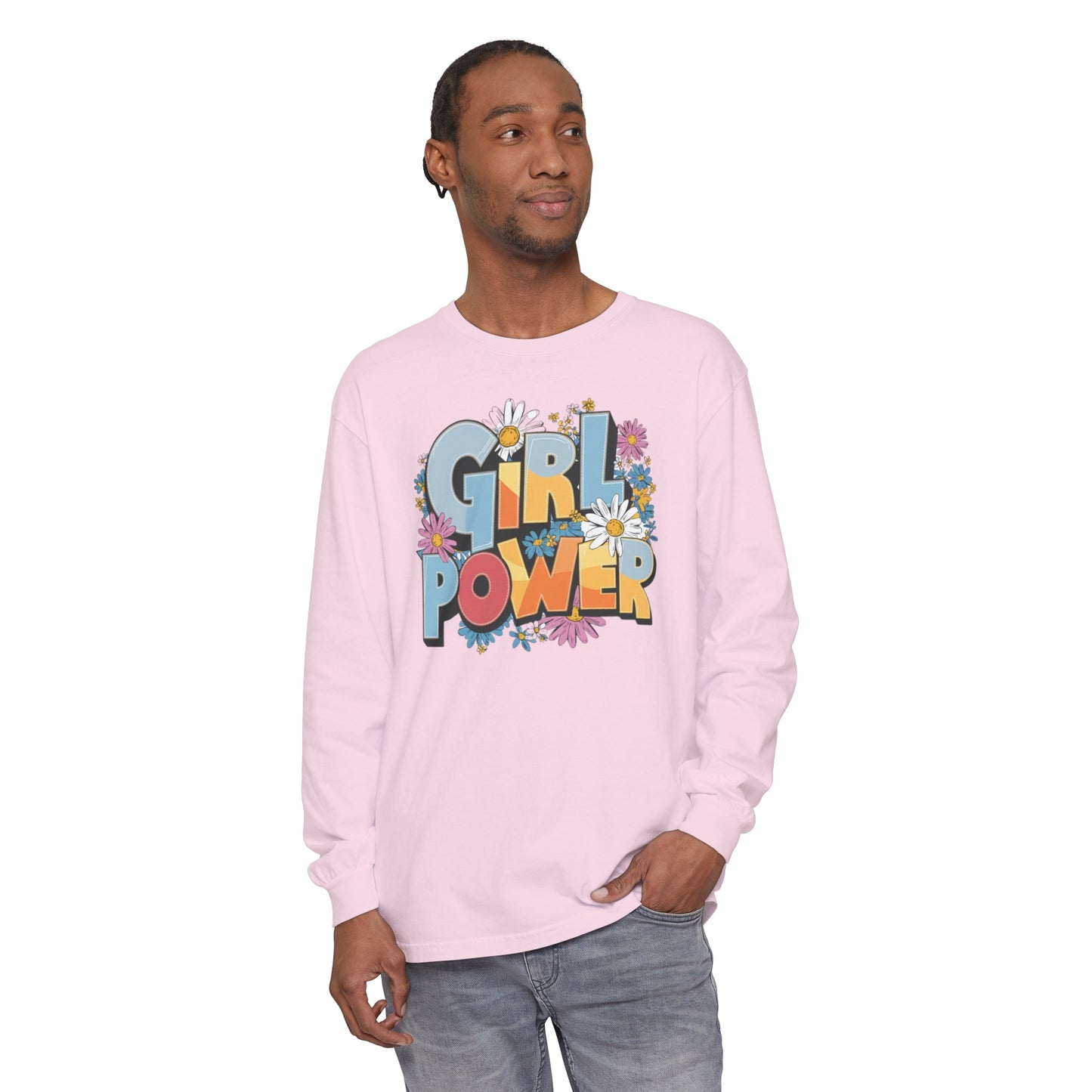 Girl Power Women Garment-dyed Long Sleeve T-Shirt