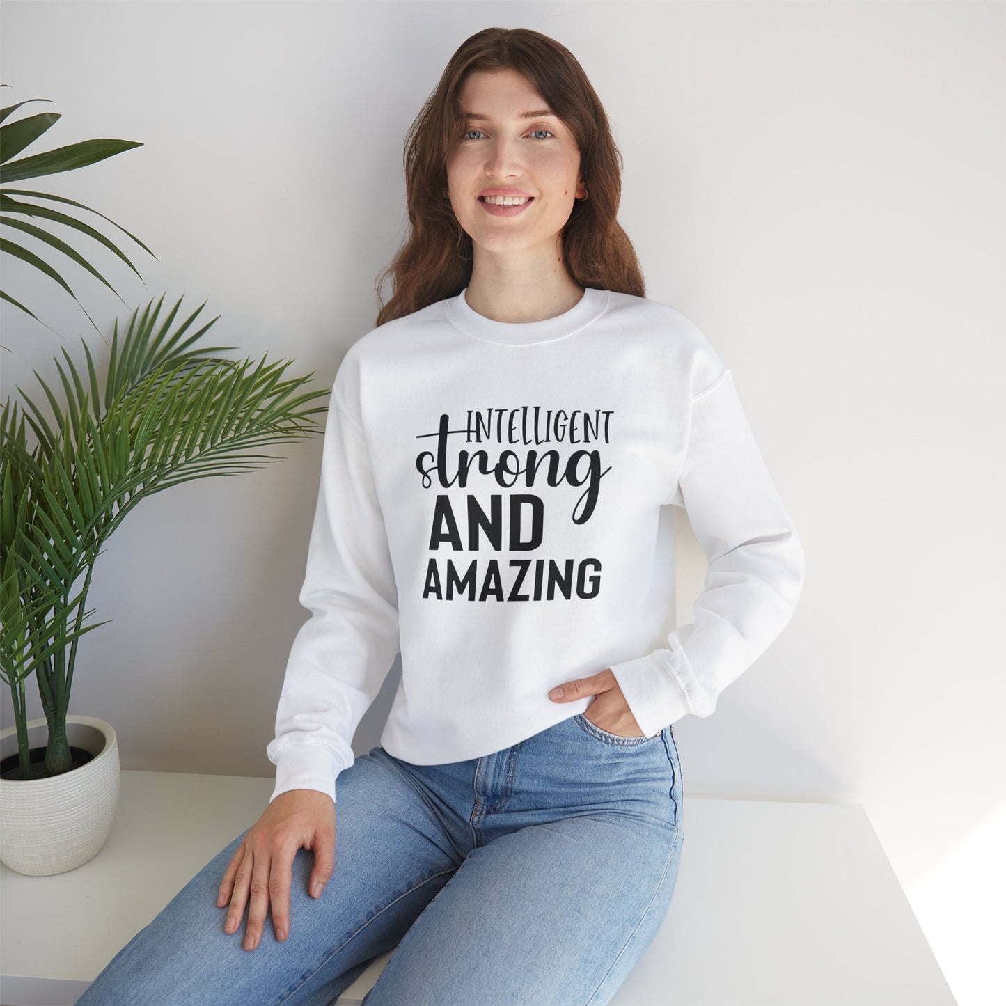 Intelligent Strong And Amazing Unisex Heavy Blend™ Crewneck Sweatshirt