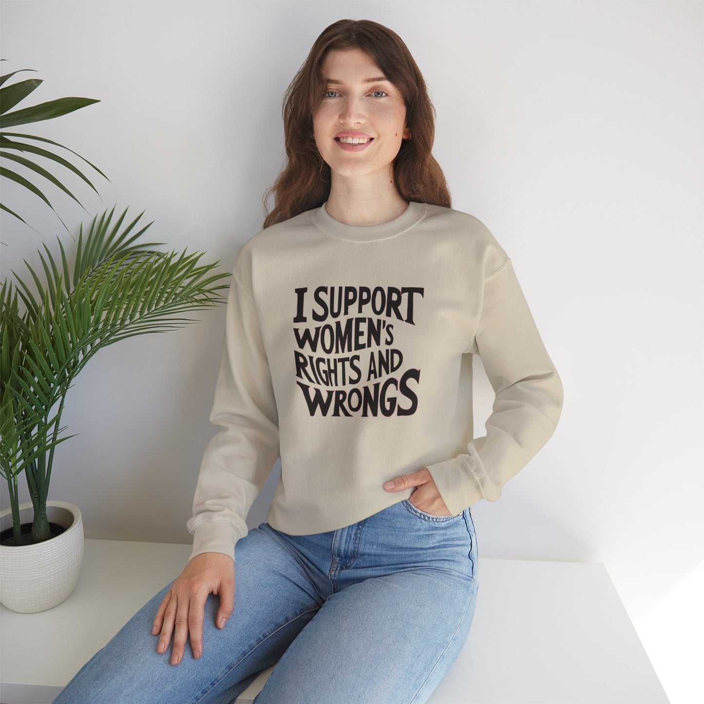 I support Women's Rights And Wrongs Unisex Heavy Blend™ Crewneck Sweatshirt