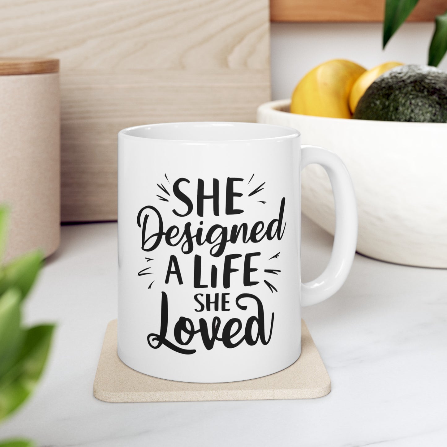 She Designed Printed Ceramic Mug, (11oz, 15oz)