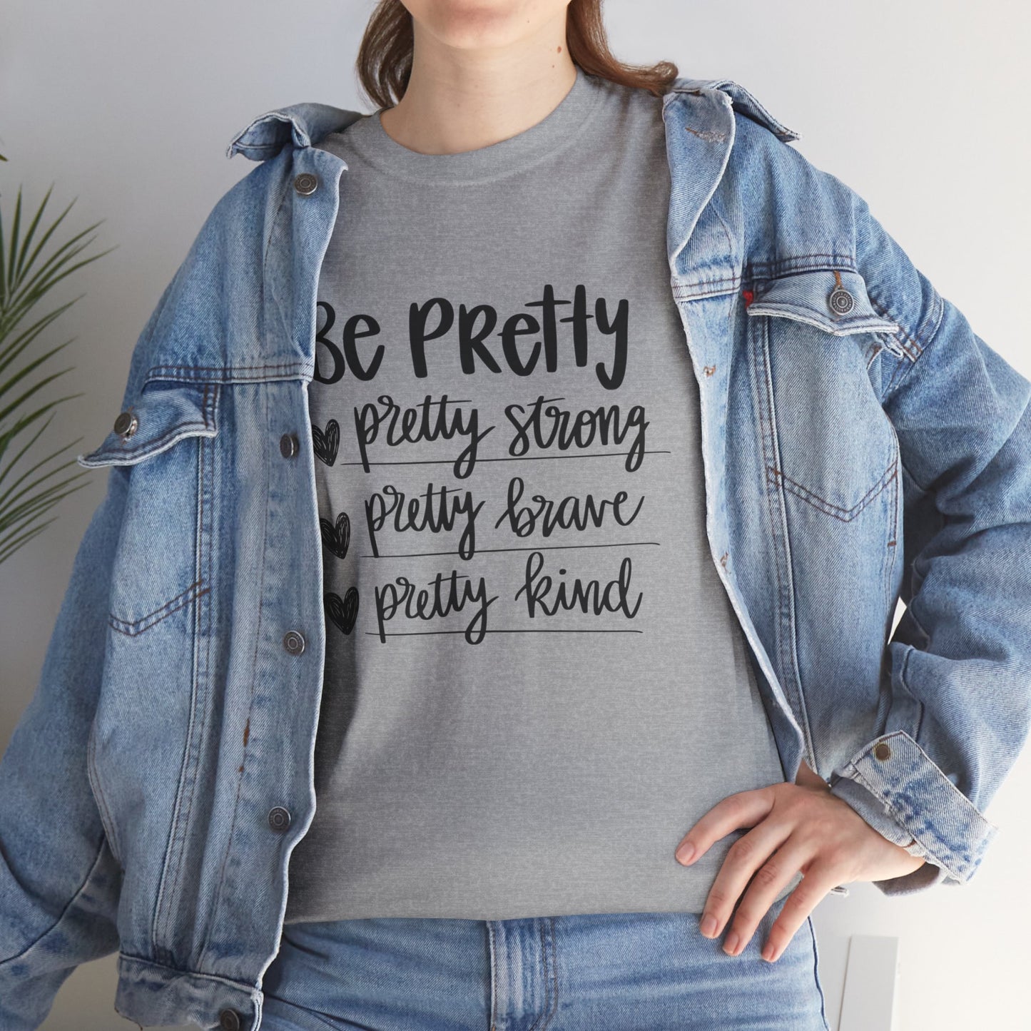 Be Pretty Printed T Shirt with Hearts