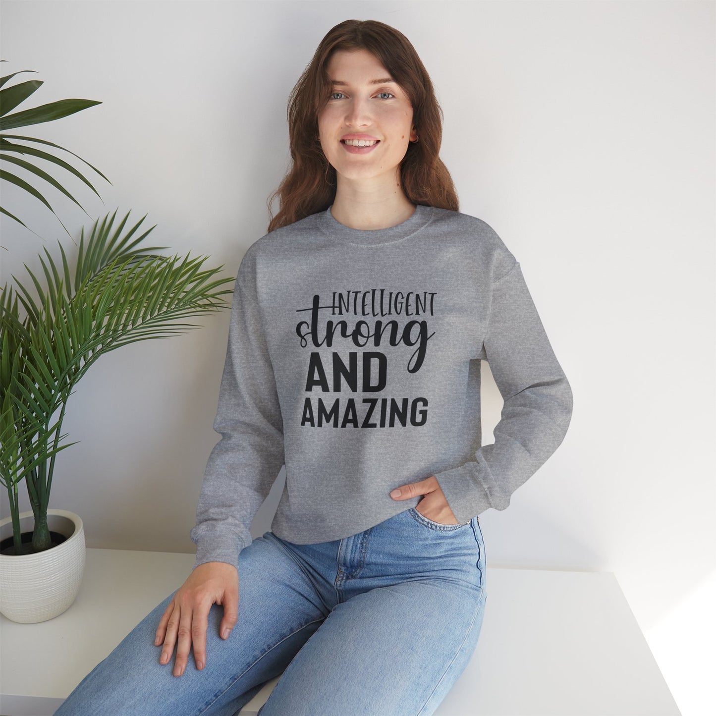 Intelligent Strong And Amazing Unisex Heavy Blend™ Crewneck Sweatshirt