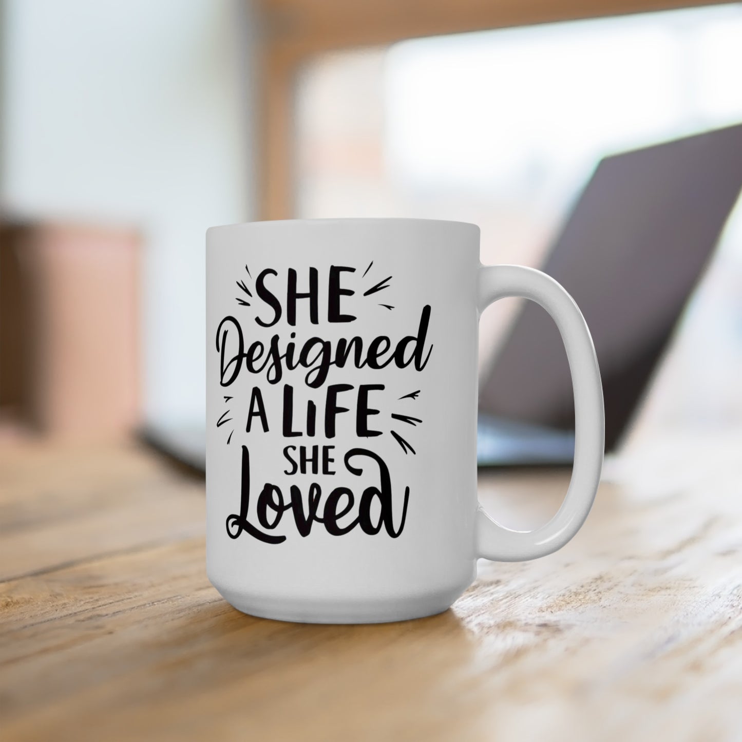 She Designed Printed Ceramic Mug, (11oz, 15oz)