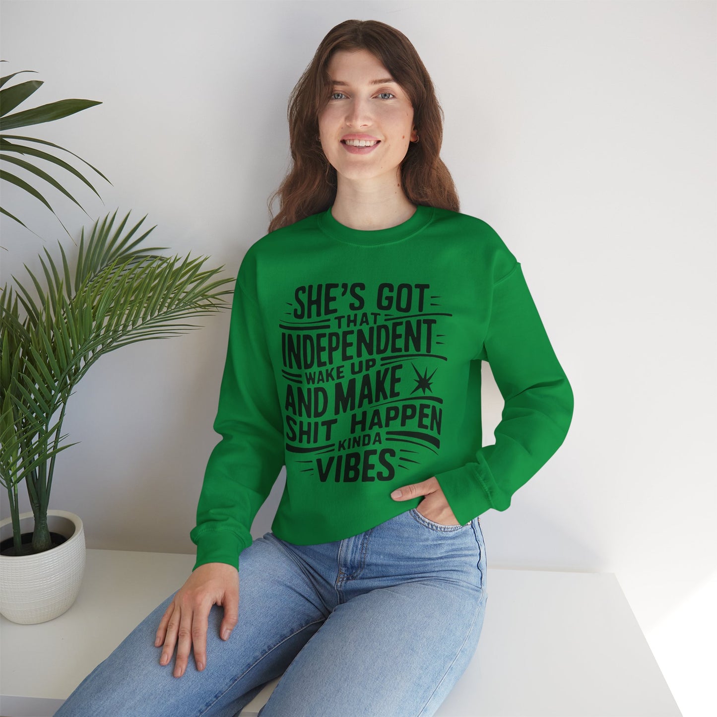 She's Got That Independent Wake Up Unisex Heavy Blend™ Crewneck Sweatshirt