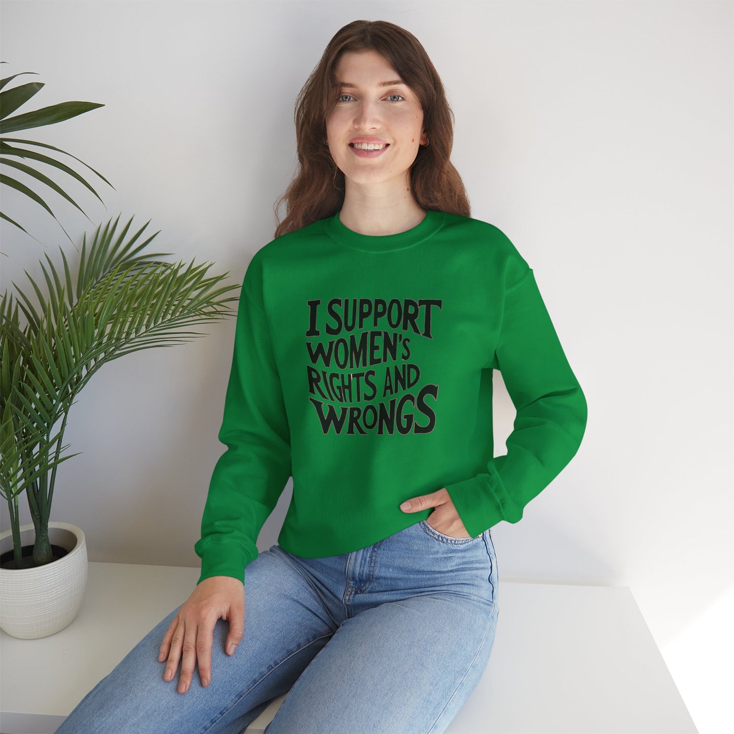 I support Women's Rights And Wrongs Unisex Heavy Blend™ Crewneck Sweatshirt