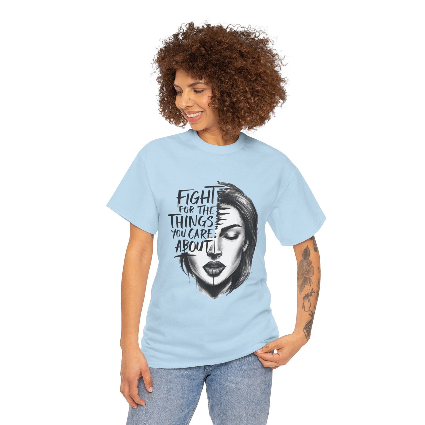 Fight Printed T Shirt with Hearts