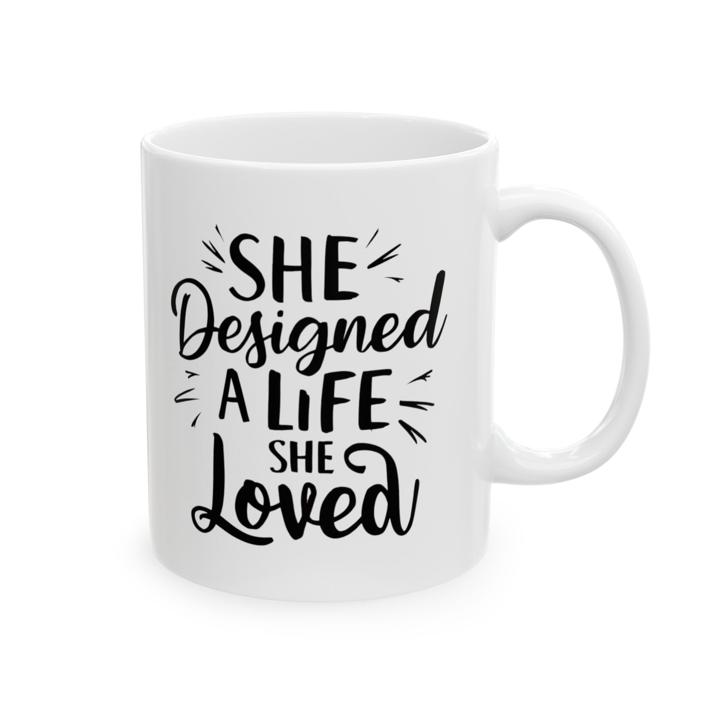 She Designed Printed Ceramic Mug, (11oz, 15oz)