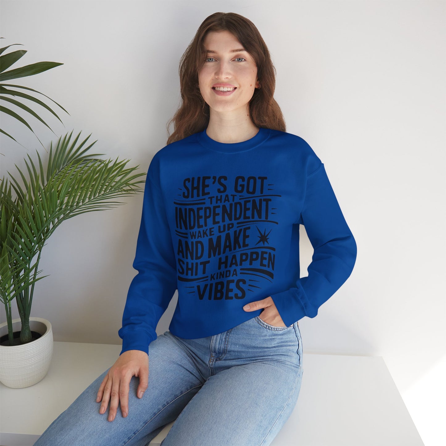 She's Got That Independent Wake Up Unisex Heavy Blend™ Crewneck Sweatshirt