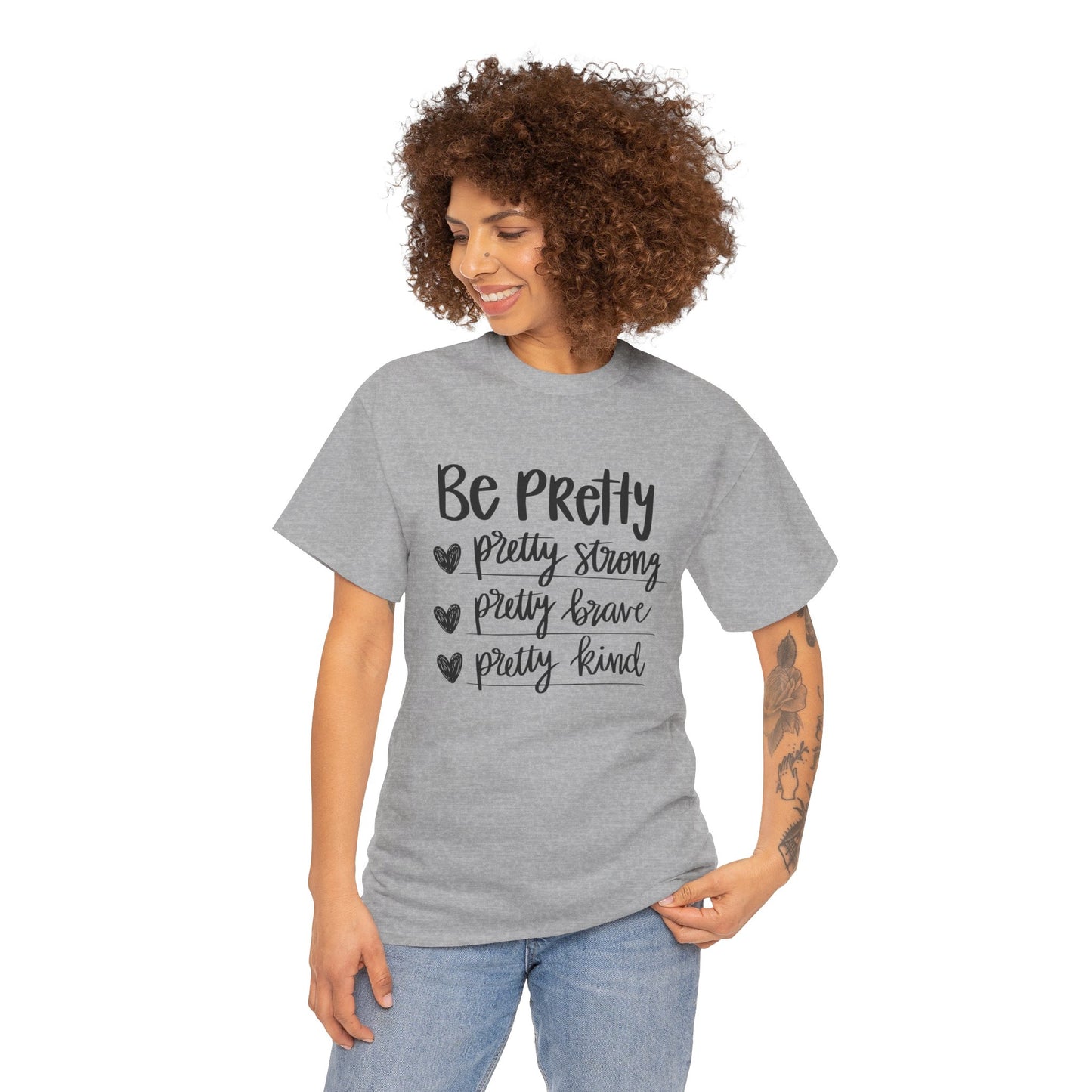 Be Pretty Printed T Shirt with Hearts