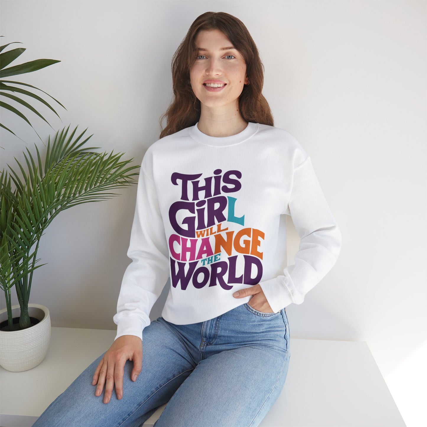 This Girl Will Change the World Unisex Heavy Blend™ Crewneck Sweatshirt