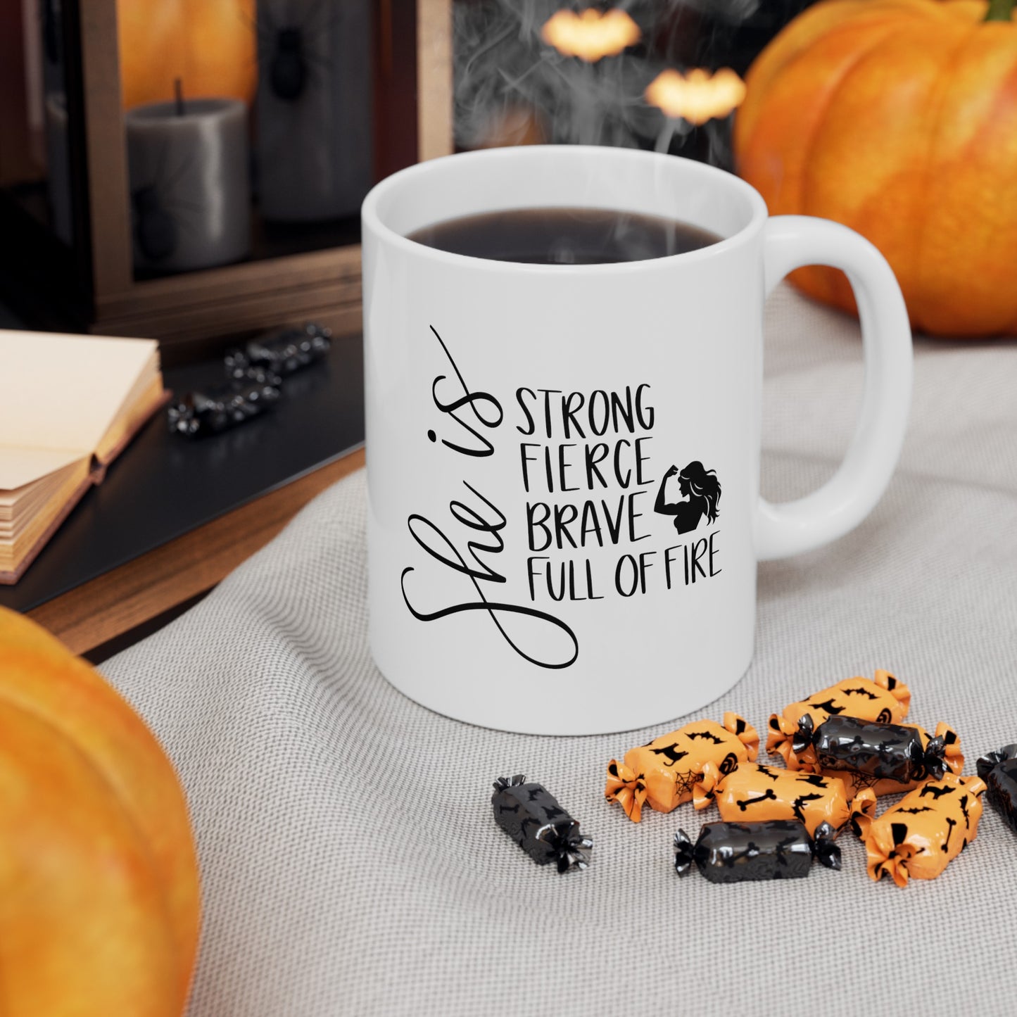 She Is Strong Fierce Ceramic Mug, (11oz, 15oz)