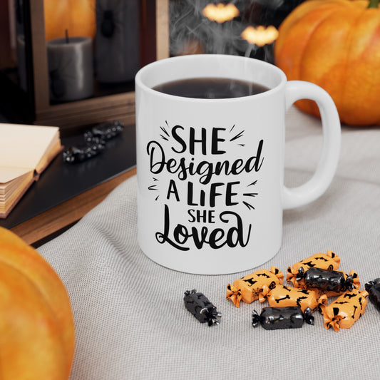 She Designed Printed Ceramic Mug, (11oz, 15oz)