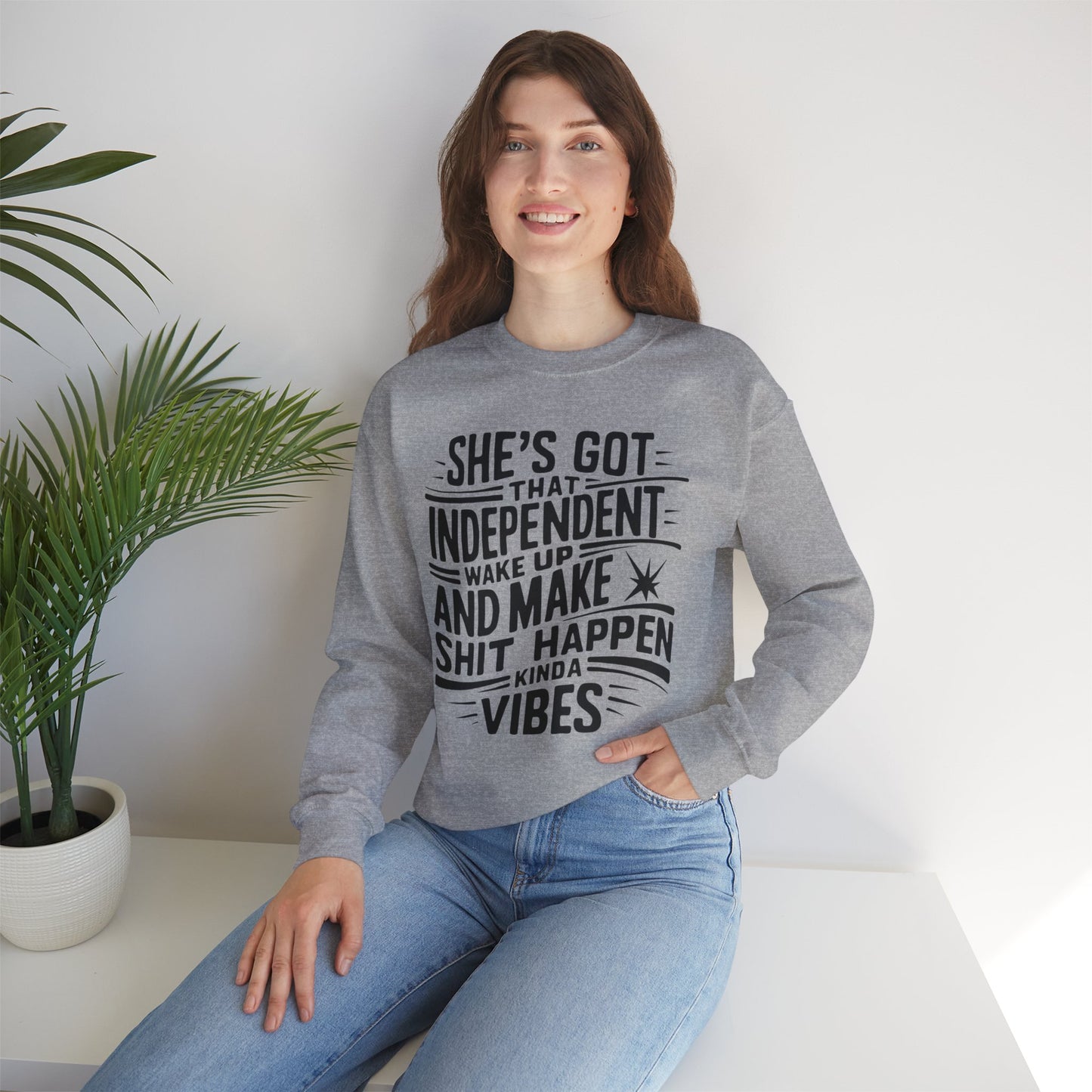 She's Got That Independent Wake Up Unisex Heavy Blend™ Crewneck Sweatshirt