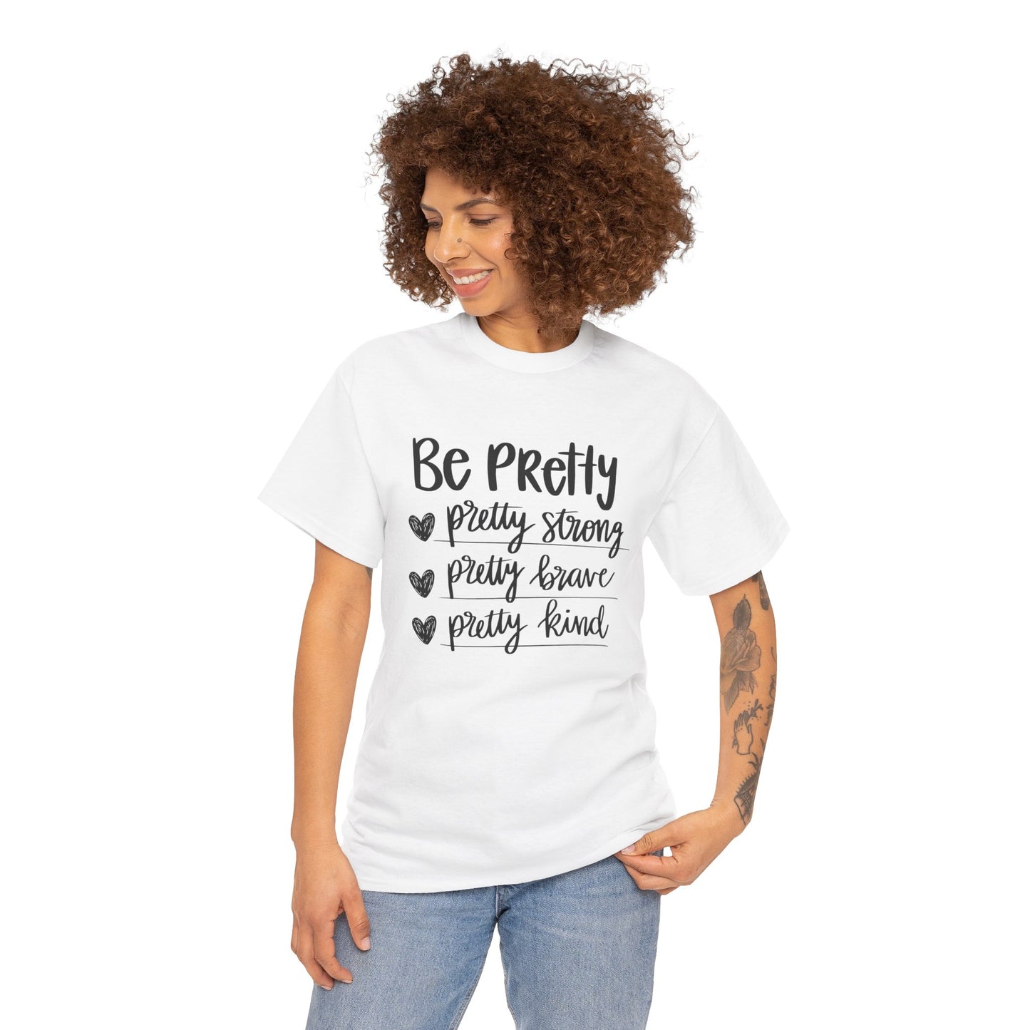 Be Pretty Printed T Shirt with Hearts