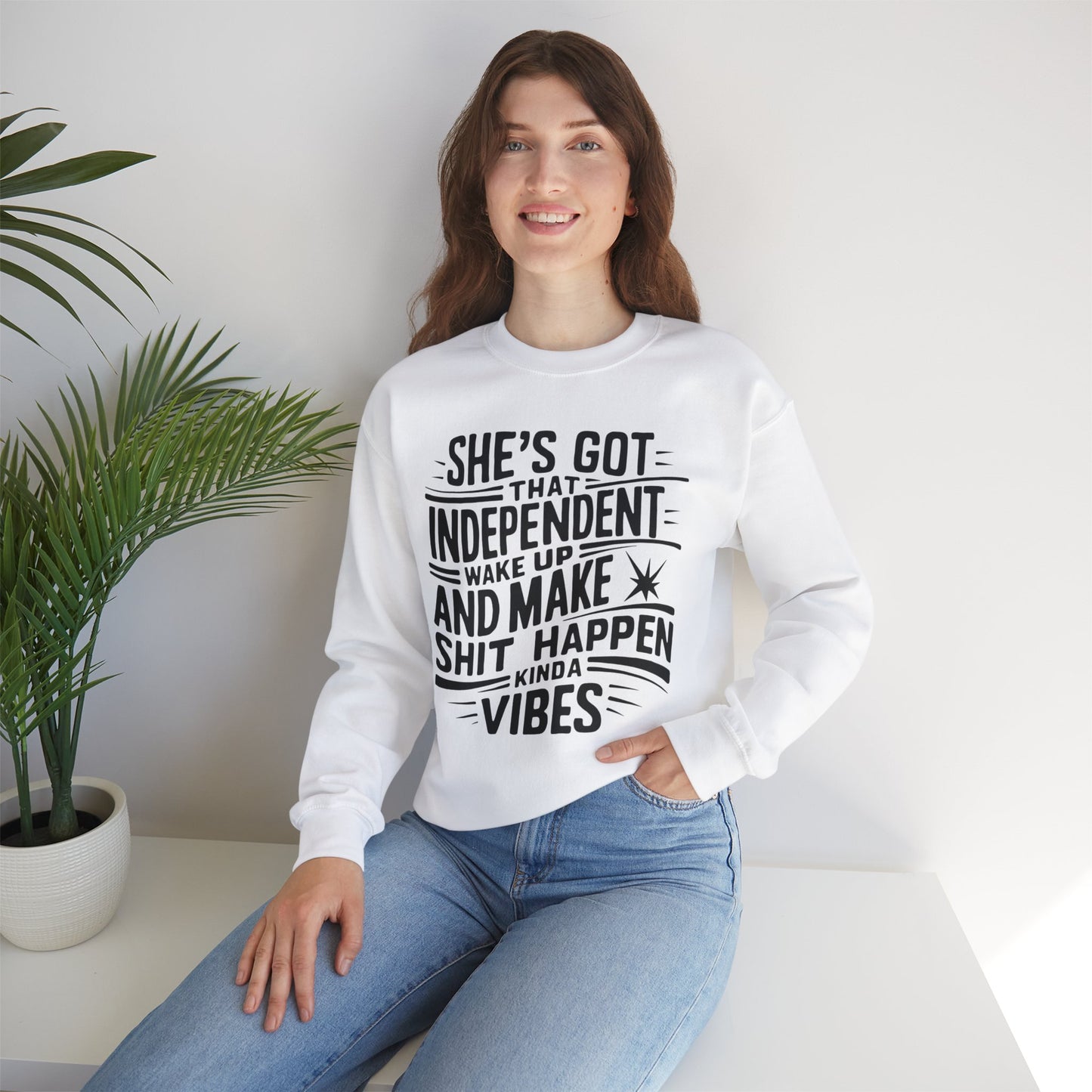 She's Got That Independent Wake Up Unisex Heavy Blend™ Crewneck Sweatshirt