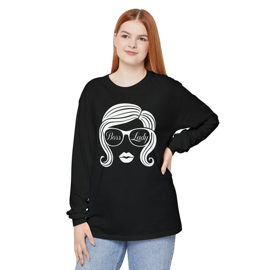 Boss Lady Women Garment-dyed Long Sleeve T-Shirt