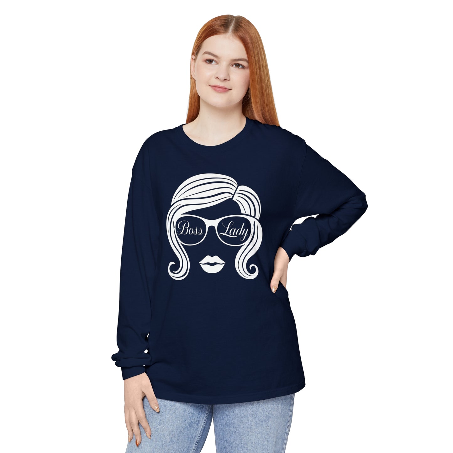 Boss Lady Women Garment-dyed Long Sleeve T-Shirt