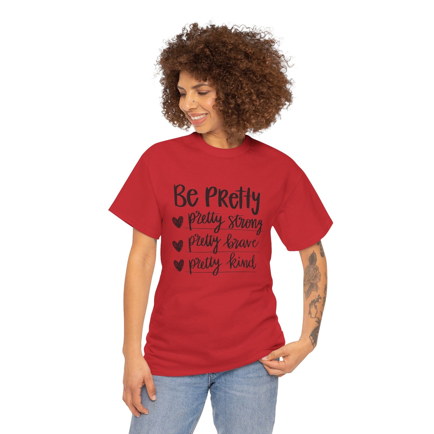 Be Pretty Printed T Shirt with Hearts
