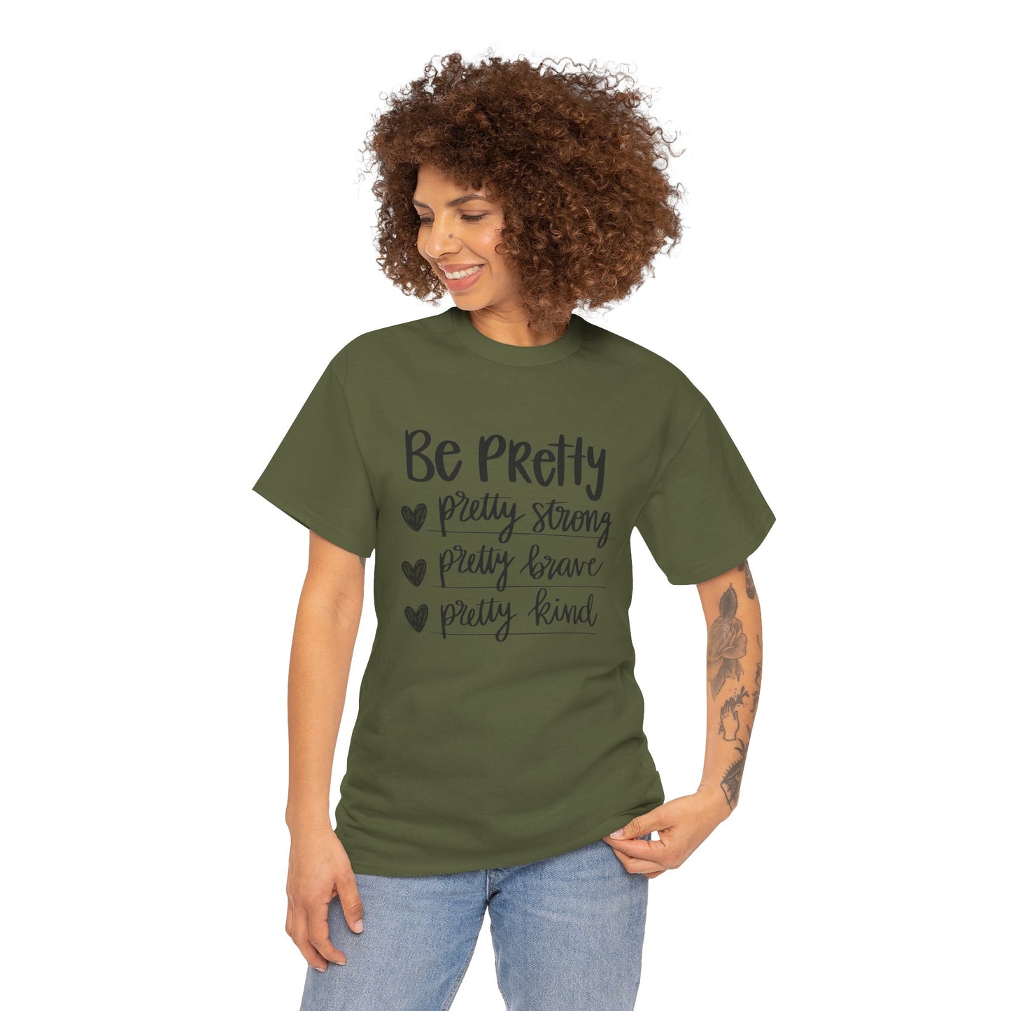 Be Pretty Printed T Shirt with Hearts