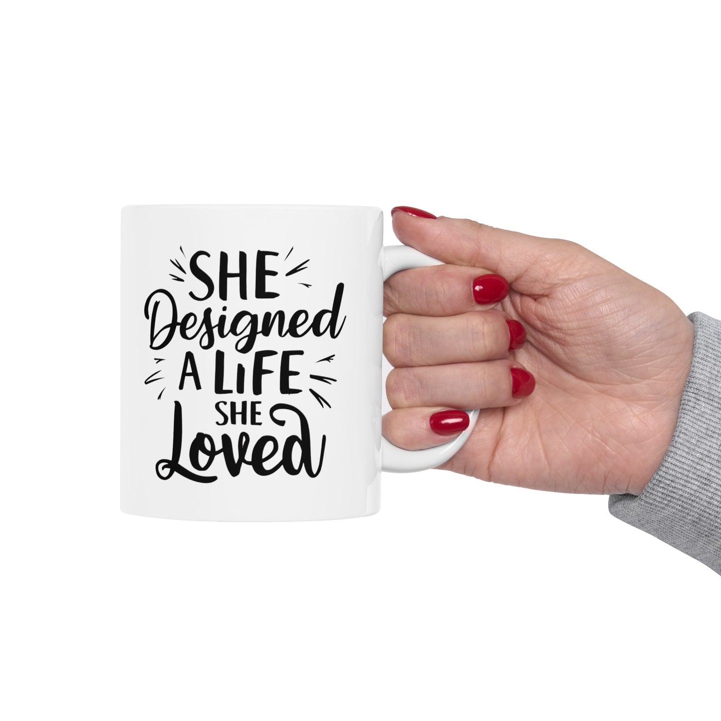 She Designed Printed Ceramic Mug, (11oz, 15oz)