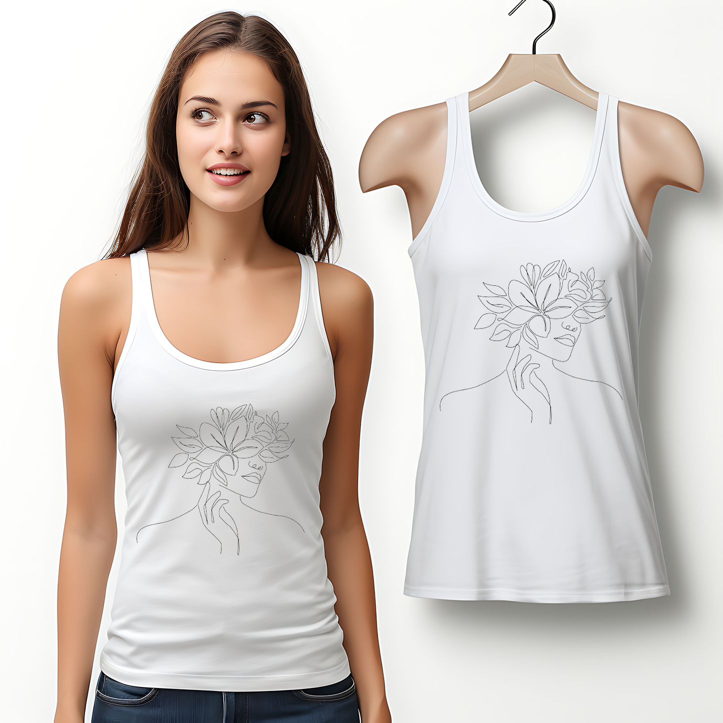 Women Artwork Tank Top with Hearts